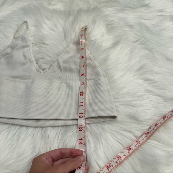Free People Intimately Seamless Ribbed V Neck Crop Bra Tank Top White - Picture 14 of 15